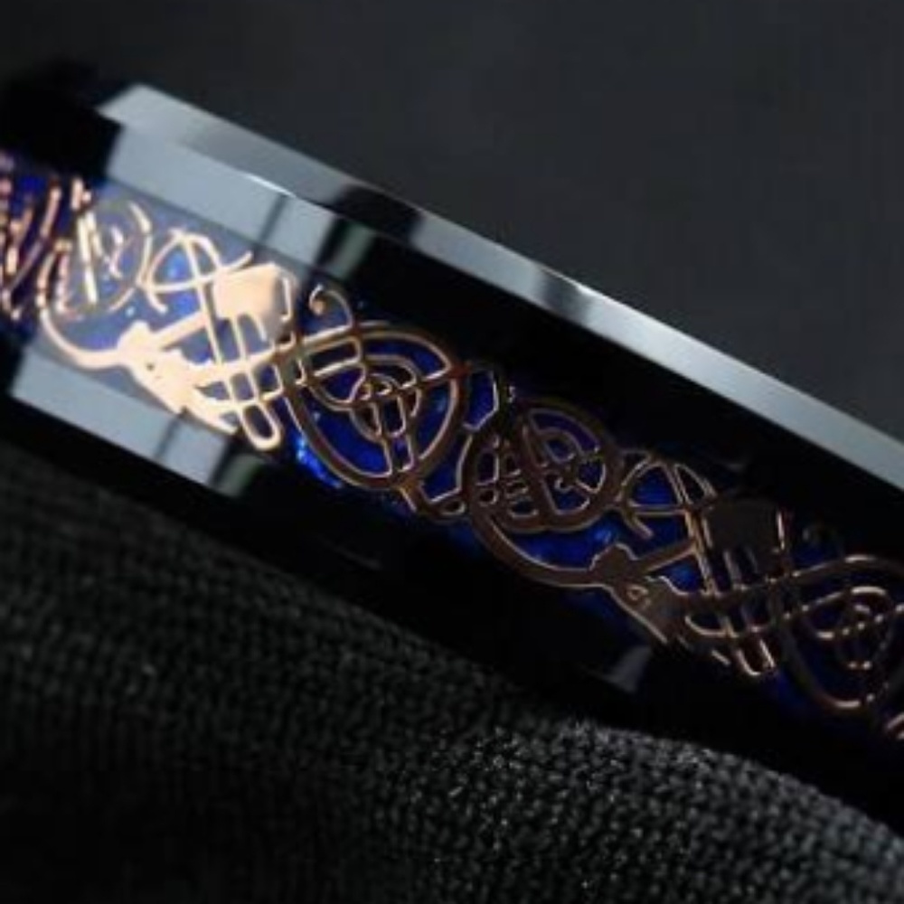 Black Tungsten Ring Rose Gold Celtic